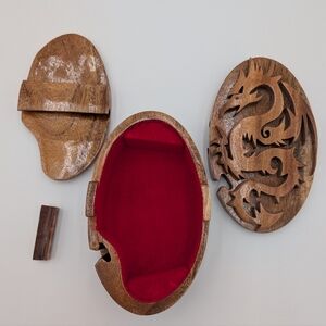 Carved Wooden Dragon Puzzle Jewelry Box